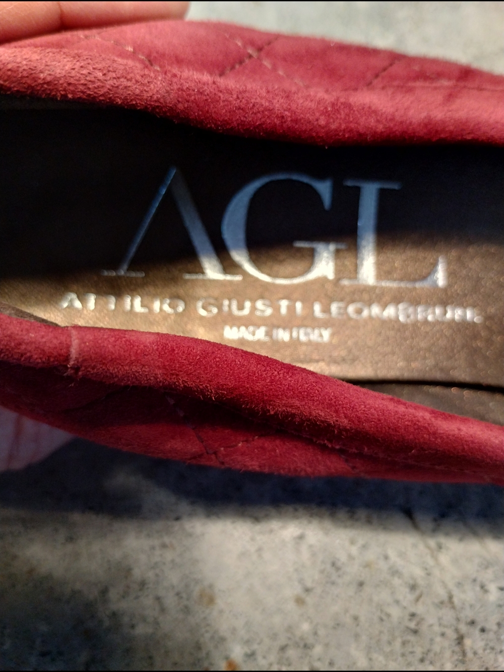 AGL Monika Cap Toe Flats Quilted Suede Patent Ruby 40 Italy - Picture 10 of 13